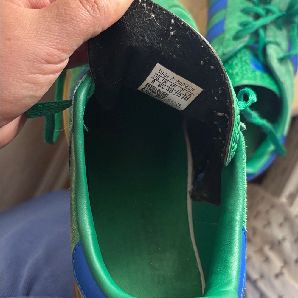 Adidas Gazelle Bold - Green with Blue Stripes - Picture 7 of 8